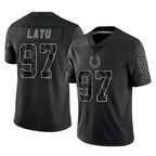 Johmsee IN.Colts #97 Laiatu Latu Player Black Reflective Limited Game Stitched Jerseys
