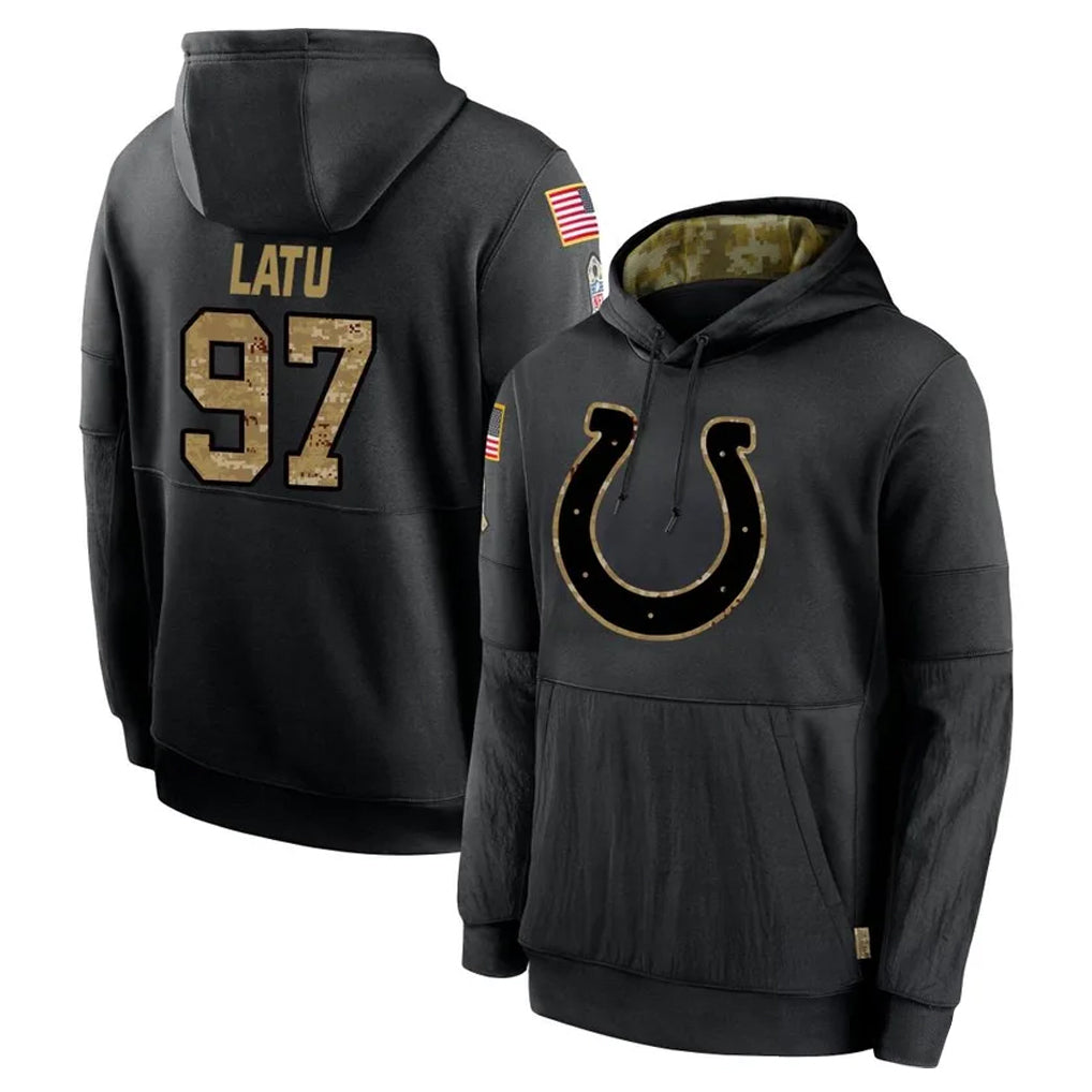 Johmsee IN.Colts #97 Laiatu Latu Player Black Salute to Service Hoodies Limited Game Stitched Jerseys