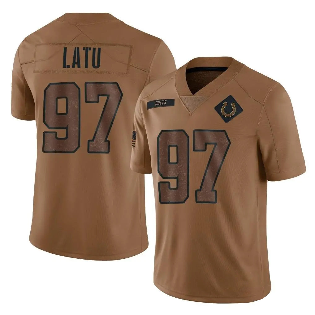 Johmsee IN.Colts #97 Laiatu Latu Player Brown Salute To Service Limited Stitched Jerseys