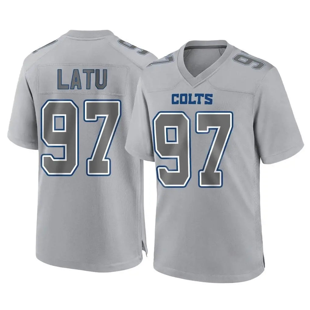 Johmsee IN.Colts #97 Laiatu Latu Player Gray Atmosphere Fashion Home Game Stitched Jerseys