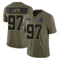 Johmsee IN.Colts #97 Laiatu Latu Player Olive 2025 Salute To Service Limited Game Stitched Jerseys