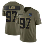 Johmsee IN.Colts #97 Laiatu Latu Player Olive 2025 Salute To Service Limited Game Stitched Jerseys