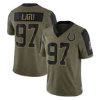 Johmsee IN.Colts #97 Laiatu Latu Player Olive Salute To Service Limited Game Stitched Jerseys