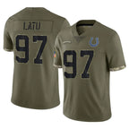 Johmsee IN.Colts #97 Laiatu Latu Player Olive Salute To Service Limited Stitched Jerseys