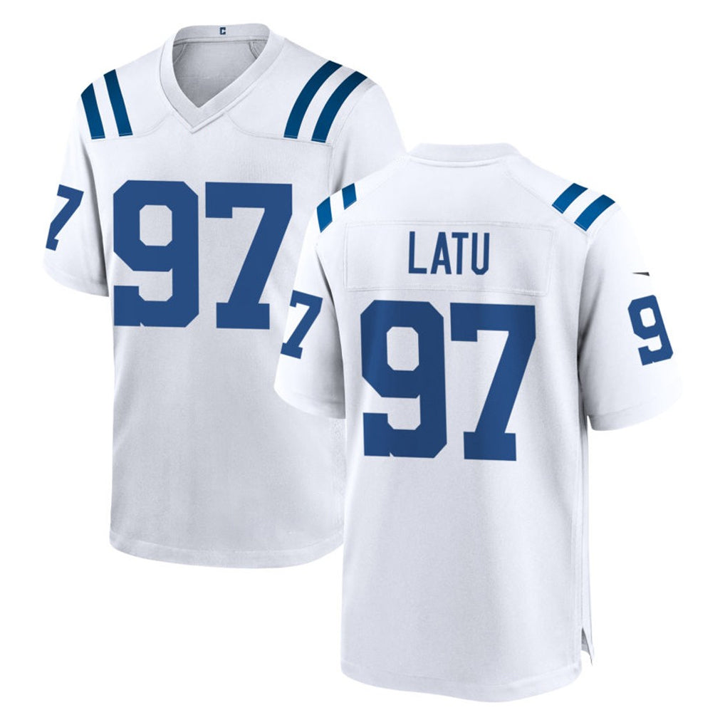 Johmsee IN.Colts #97 Laiatu Latu Player White Home Game Stitched Jerseys