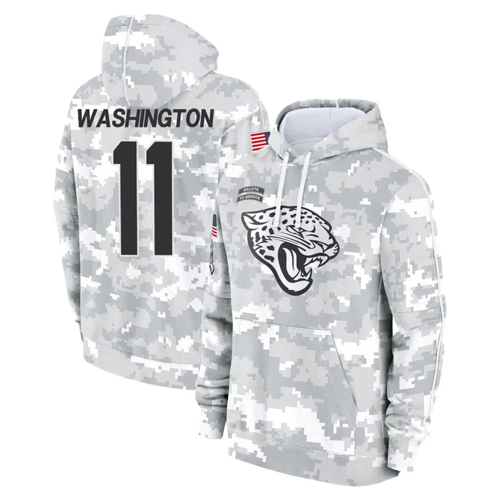 Johmsee J.Jaguars #11 Parker Washington Player Arctic Camo Salute to Service Hoodies Limited Game Stitched Jerseys
