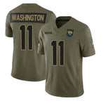 Johmsee J.Jaguars #11 Parker Washington Player Olive 2025 Salute To Service Limited Game Stitched Jerseys