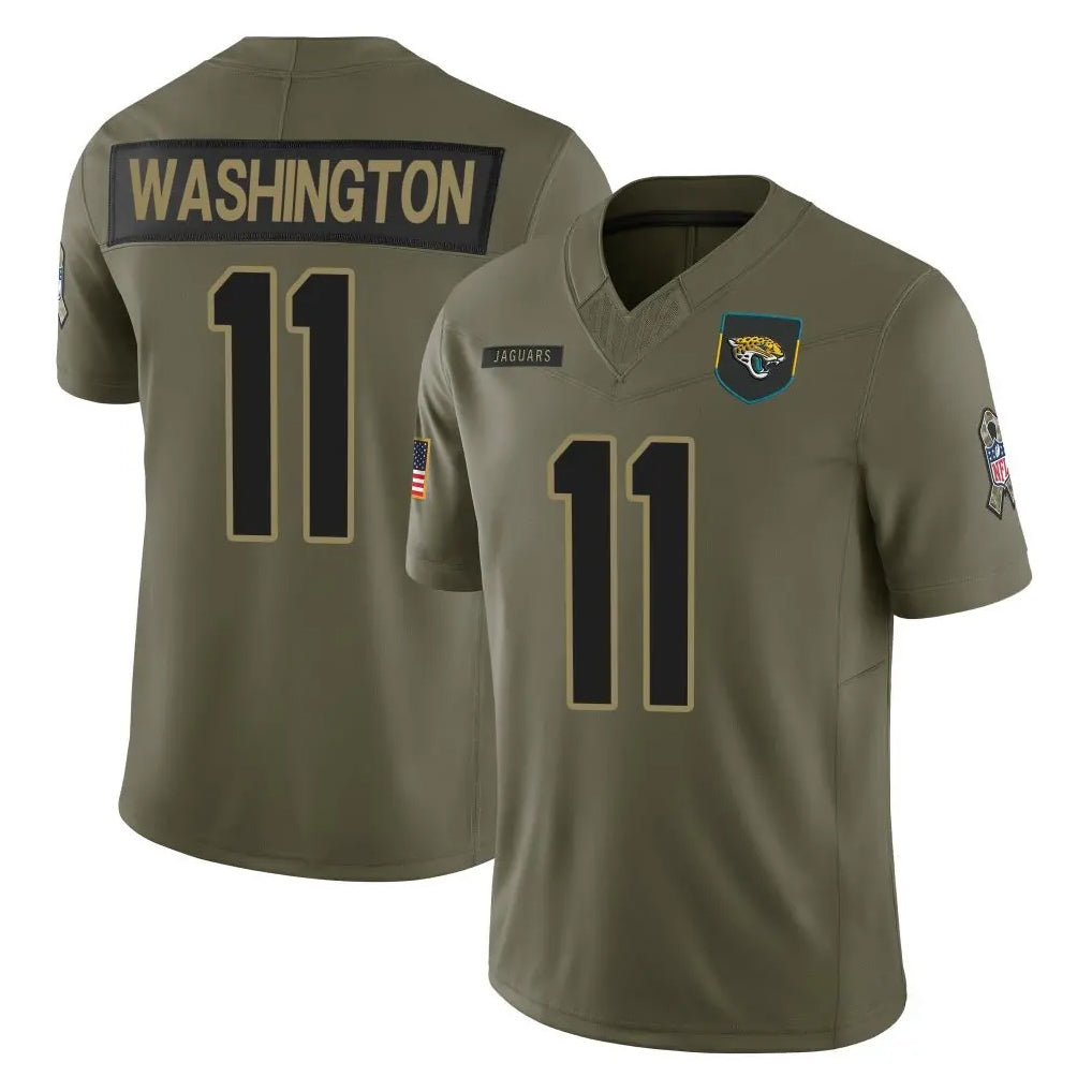 Johmsee J.Jaguars #11 Parker Washington Player Olive 2025 Salute To Service Limited Game Stitched Jerseys