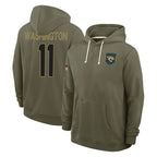 Johmsee J.Jaguars #11 Parker Washington Player Olive Salute to Service Pullover Hoodies Limited Stitched Jerseys