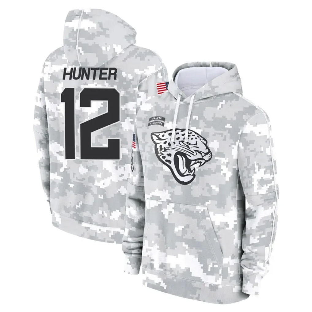 Johmsee J.Jaguars #12 Travis Hunter Player Arctic Camo Salute to Service Hoodies Limited Game Stitched Jerseys