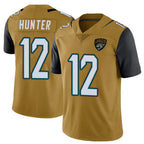 Johmsee J.Jaguars #12 Travis Hunter Player Gold Vapor Limited Home Game Stitched Jerseys