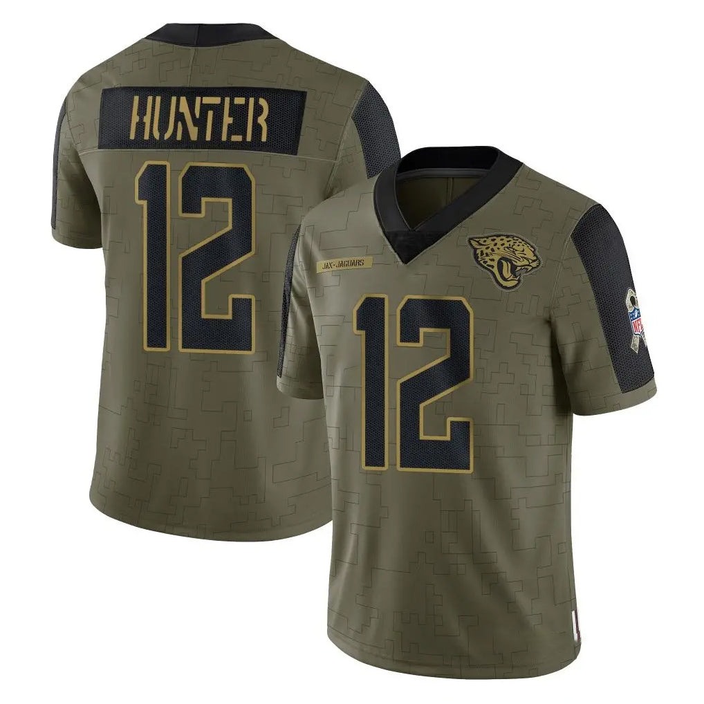 Johmsee J.Jaguars #12 Travis Hunter Player Olive Salute To Service Limited Game Stitched Jerseys