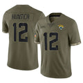 Johmsee J.Jaguars #12 Travis Hunter Player Olive Salute To Service Limited Stitched Jerseys