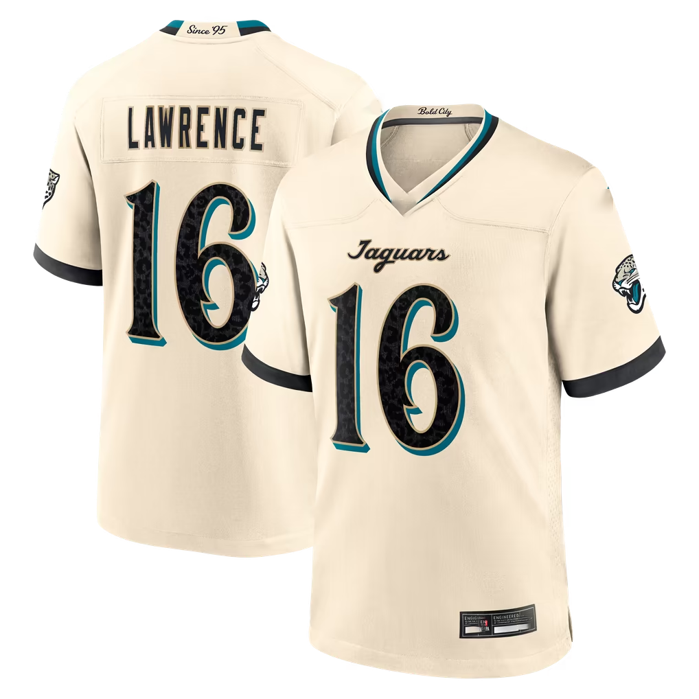 Johmsee J.Jaguars #16 Trevor Lawrence Natural 2026 Rivalries Collection Limited Stitched Jerseys
