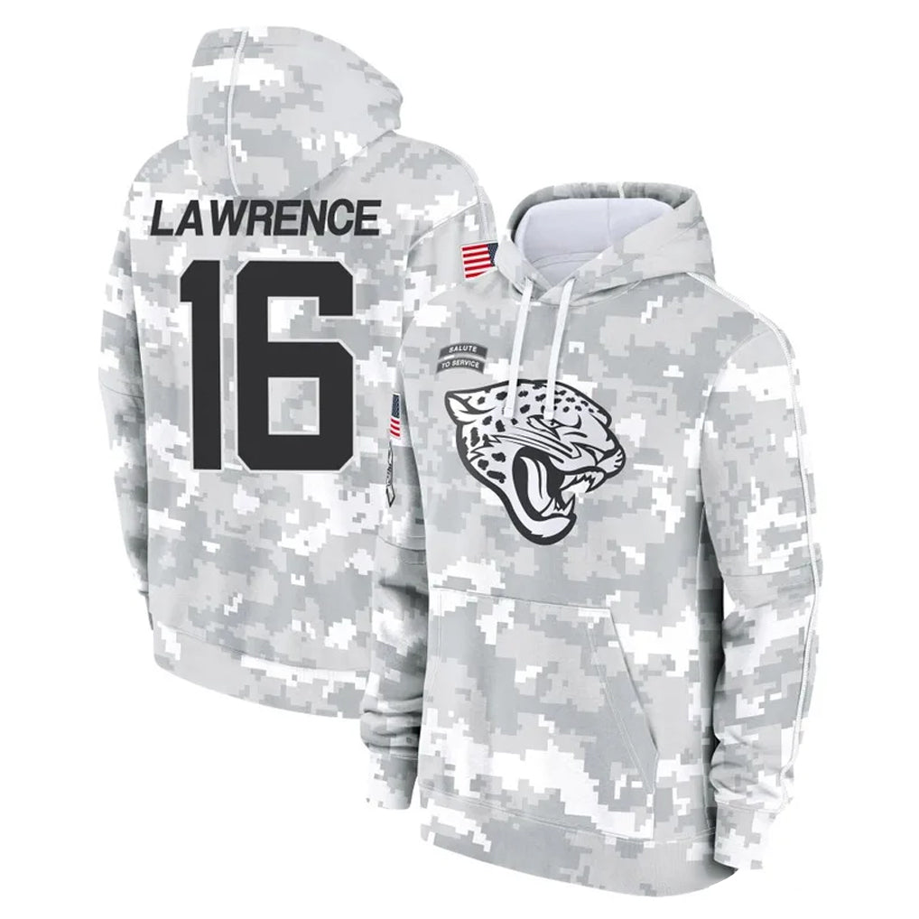 Johmsee J.Jaguars #16 Trevor Lawrence Player Arctic Camo Salute to Service Hoodies Limited Game Stitched Jerseys