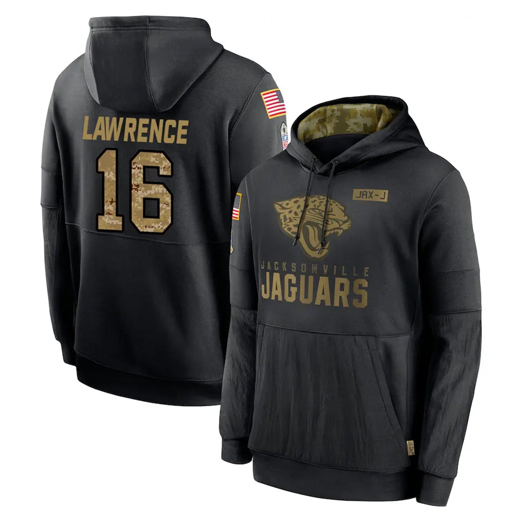 Johmsee J.Jaguars #16 Trevor Lawrence Player Black Salute to Service Hoodies Limited Game Stitched Jerseys