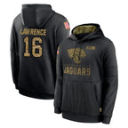 Johmsee J.Jaguars #16 Trevor Lawrence Player Black Salute to Service Hoodies Limited Game Stitched Jerseys