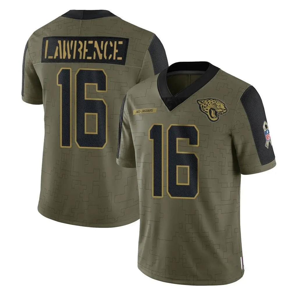Johmsee J.Jaguars #16 Trevor Lawrence Player Olive Salute To Service Limited Game Stitched Jerseys