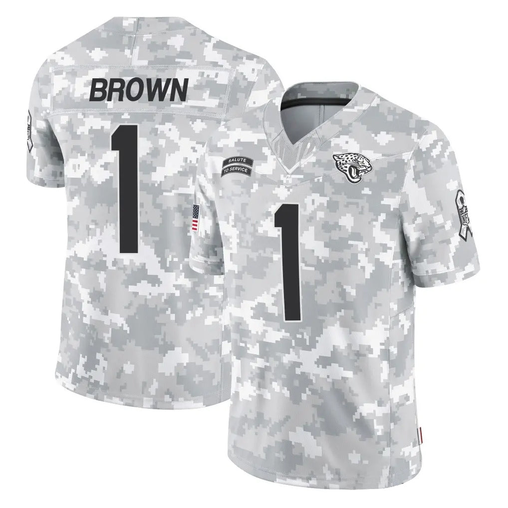 Johmsee J.Jaguars #1 Montaric Brown Player Arctic Camo Salute To Service Limited Game Stitched Jerseys