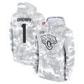 Johmsee J.Jaguars #1 Montaric Brown Player Arctic Camo Salute to Service Hoodies Limited Game Stitched Jerseys