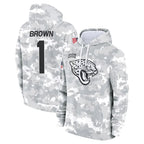 Johmsee J.Jaguars #1 Montaric Brown Player Arctic Camo Salute to Service Hoodies Limited Game Stitched Jerseys