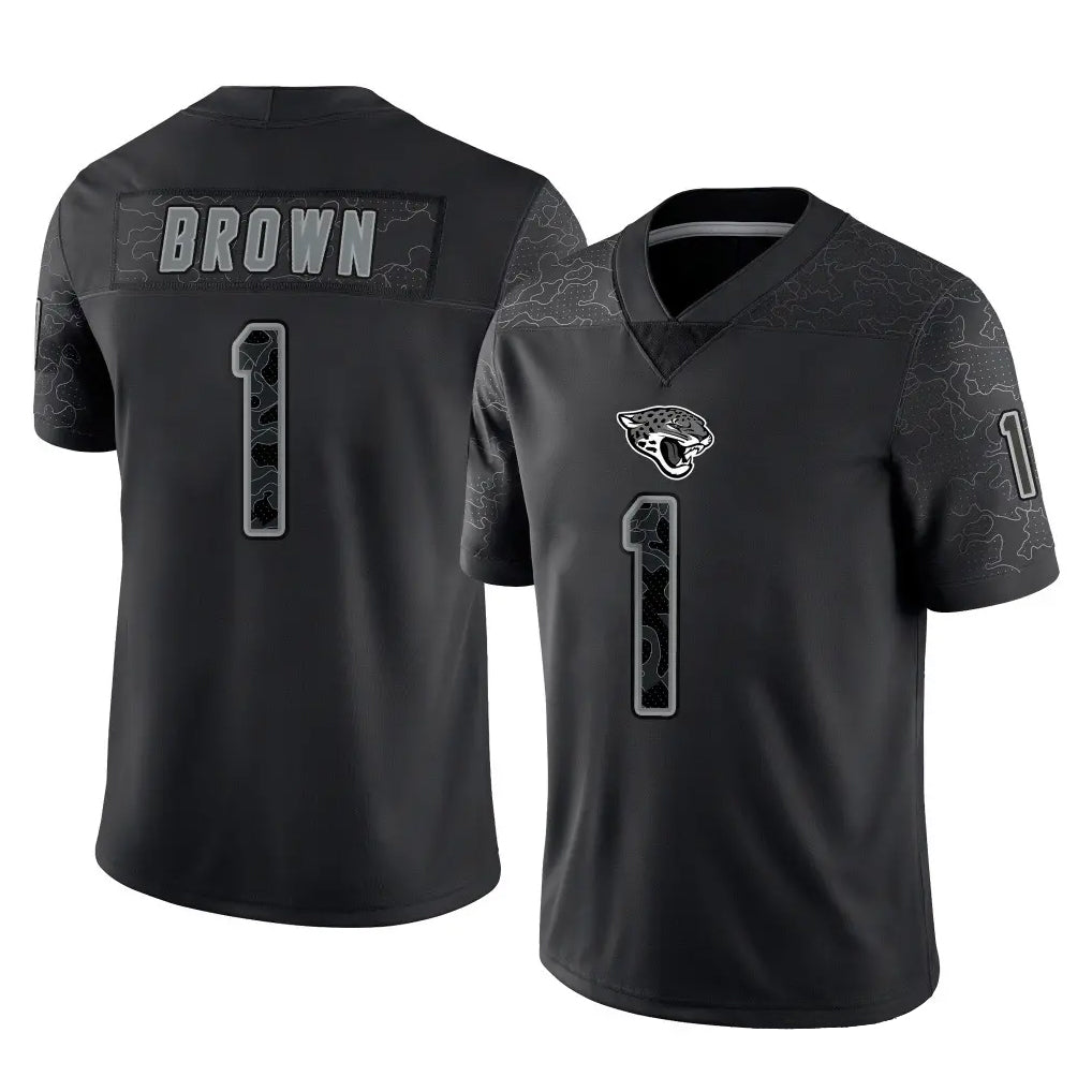 Johmsee J.Jaguars #1 Montaric Brown Player Black Reflective Limited Game Stitched Jerseys