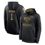 Johmsee J.Jaguars #1 Montaric Brown Player Black Salute to Service Hoodies Limited Game Stitched Jerseys