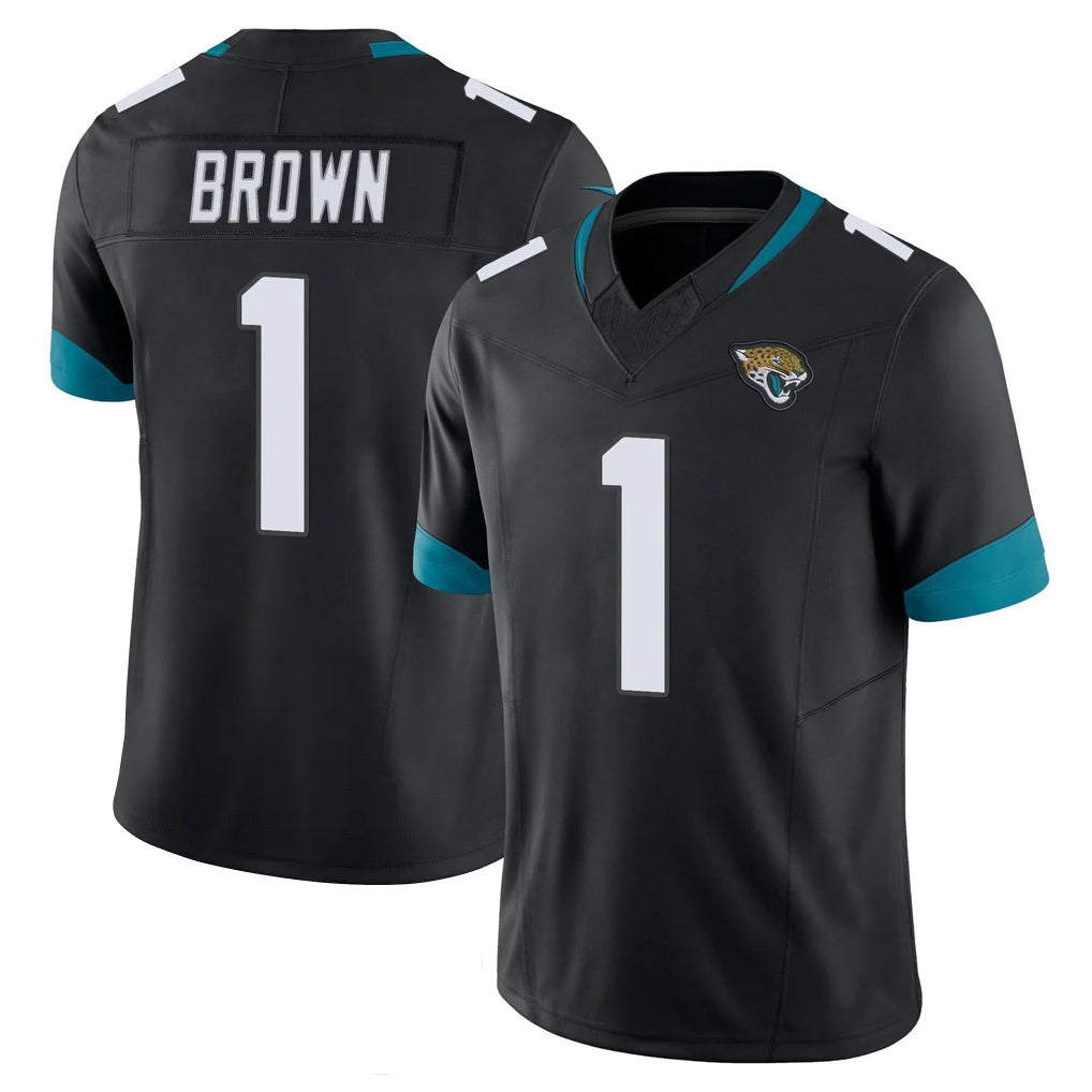 Johmsee J.Jaguars #1 Montaric Brown Player Black Vapor F.U.S.E. Limited Home Game Stitched Jerseys