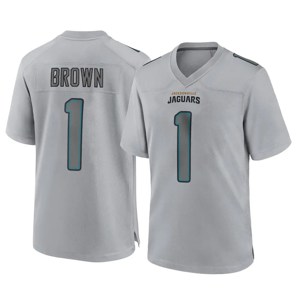 Johmsee J.Jaguars #1 Montaric Brown Player Gray Atmosphere Fashion Home Game Stitched Jerseys