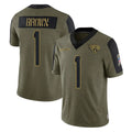 Johmsee J.Jaguars #1 Montaric Brown Player Olive Salute To Service Limited Game Stitched Jerseys