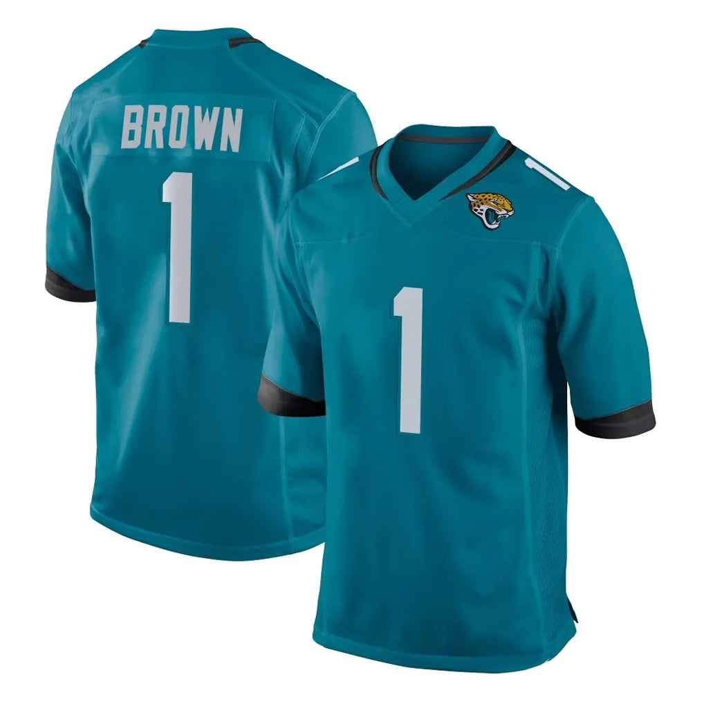 Johmsee J.Jaguars #1 Montaric Brown Player Teal Home Game Stitched Jerseys
