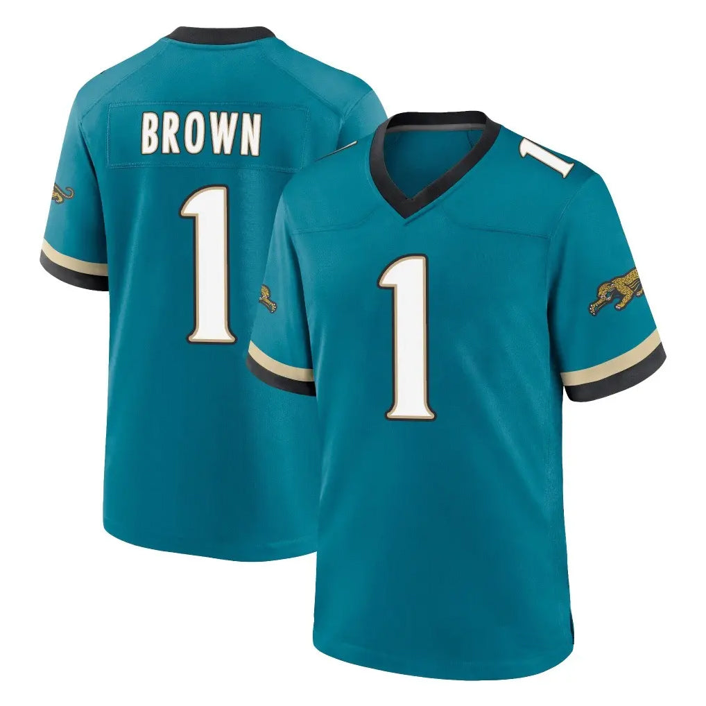 Johmsee J.Jaguars #1 Montaric Brown Player Teal Prowler Throwback Limited Home Game Stitched Jerseys