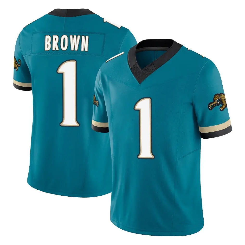 Johmsee J.Jaguars #1 Montaric Brown Player Teal Prowler Throwback Vapor F.U.S.E. Limited Home Game Stitched Jerseys
