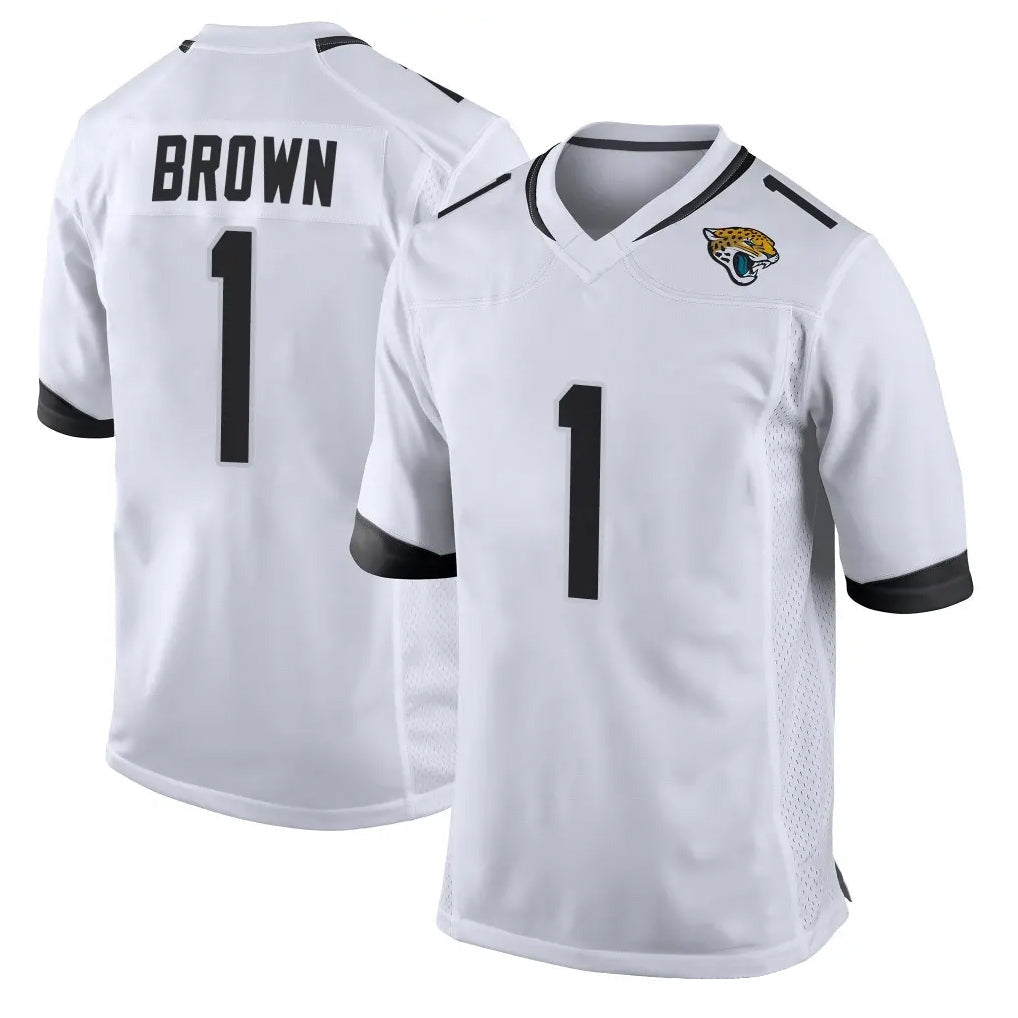 Johmsee J.Jaguars #1 Montaric Brown Player White Home Game Stitched Jerseys