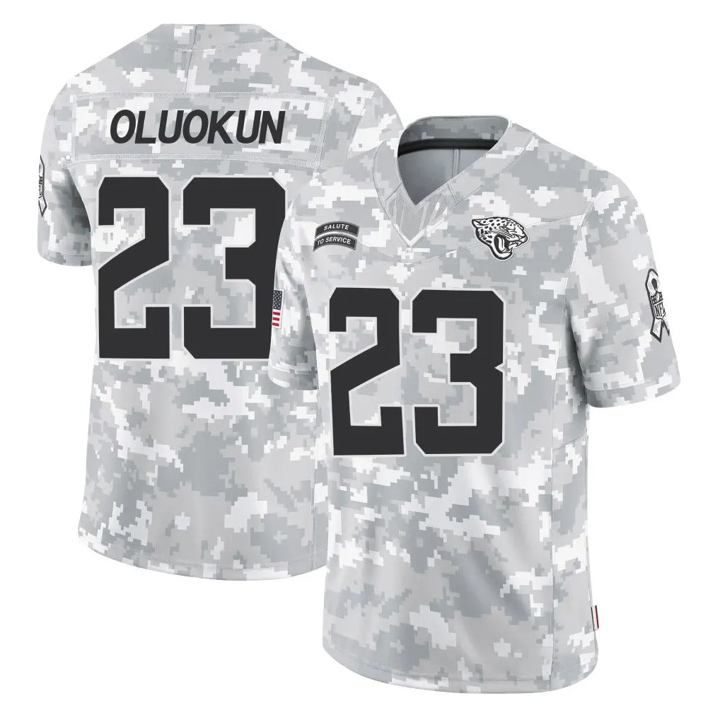 Johmsee J.Jaguars #23 Foyesade Oluokun Player Arctic Camo Salute To Service Limited Game Stitched Jerseys