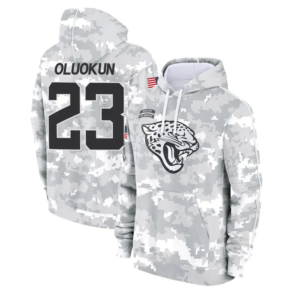 Johmsee J.Jaguars #23 Foyesade Oluokun Player Arctic Camo Salute to Service Hoodies Limited Game Stitched Jerseys
