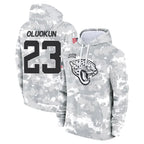 Johmsee J.Jaguars #23 Foyesade Oluokun Player Arctic Camo Salute to Service Hoodies Limited Game Stitched Jerseys