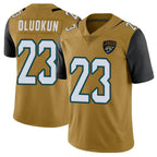 Johmsee J.Jaguars #23 Foyesade Oluokun Player Gold Vapor Limited Home Game Stitched Jerseys
