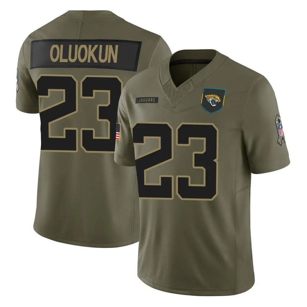 Johmsee J.Jaguars #23 Foyesade Oluokun Player Olive 2025 Salute To Service Limited Game Stitched Jerseys