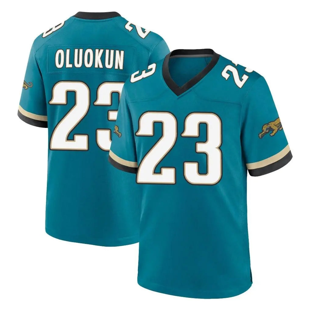 Johmsee J.Jaguars #23 Foyesade Oluokun Player Teal Prowler Throwback Limited Home Game Stitched Jerseys