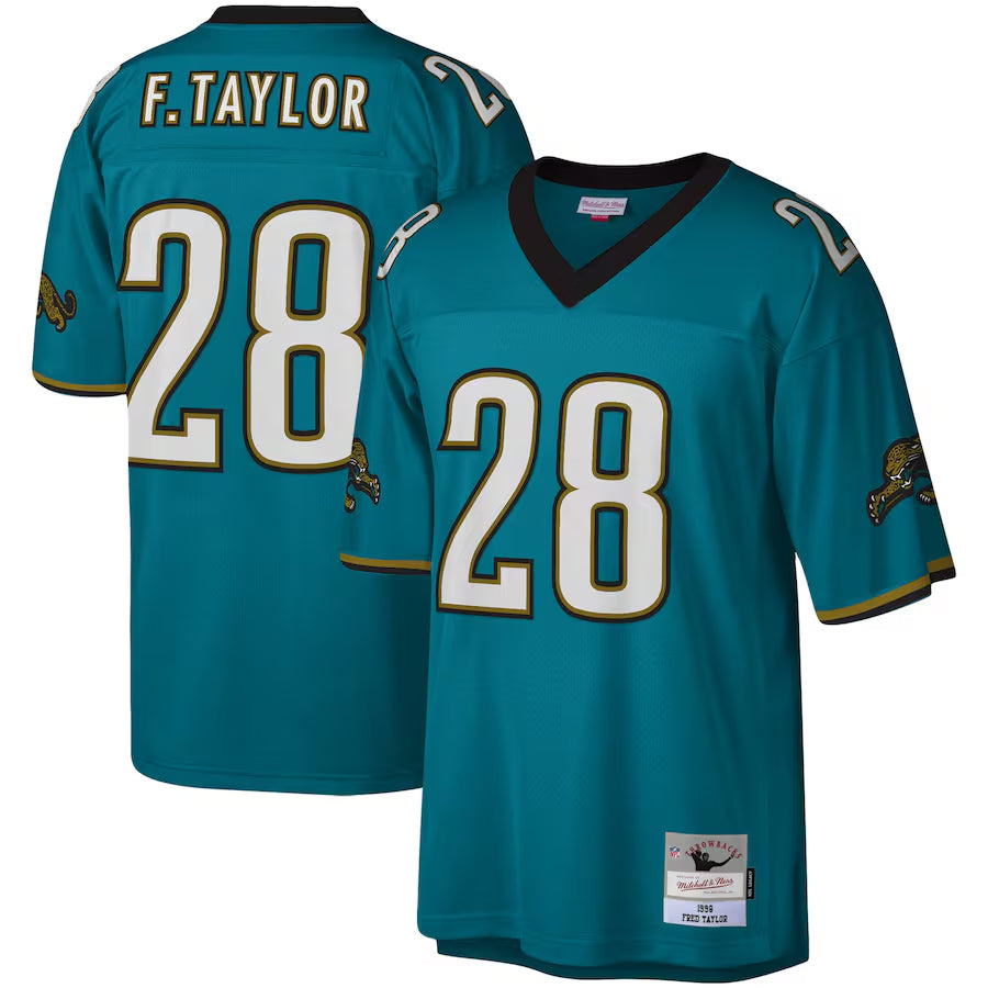 Johmsee J.Jaguars #28 Fred Taylor Player Mitchell & Ness Teal Legacy Replica Stitched Jerseys