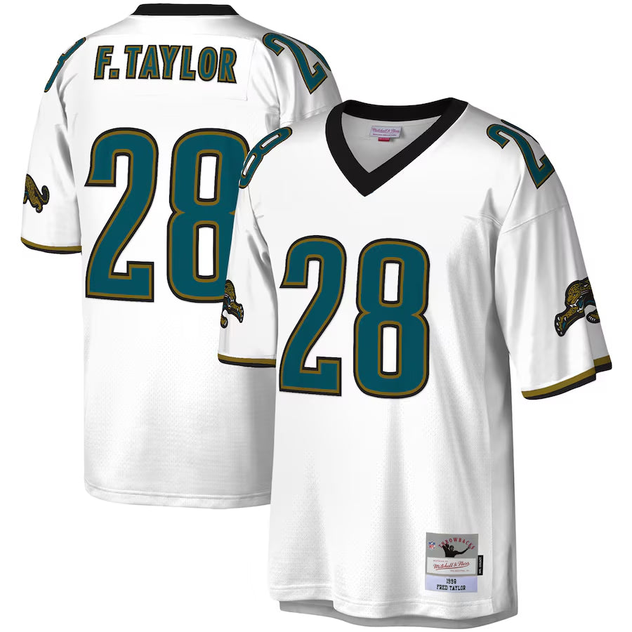 Johmsee J.Jaguars #28 Fred Taylor Player Mitchell & Ness White Legacy Replica Stitched Jerseys