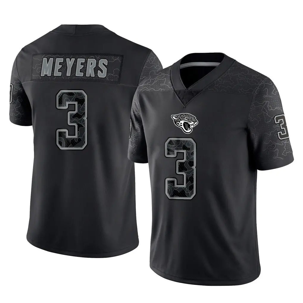 Johmsee J.Jaguars #3 Jakobi Meyers Player Black Reflective Limited Game Stitched Jerseys