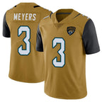 Johmsee J.Jaguars #3 Jakobi Meyers Player Gold Vapor Limited Home Game Stitched Jerseys