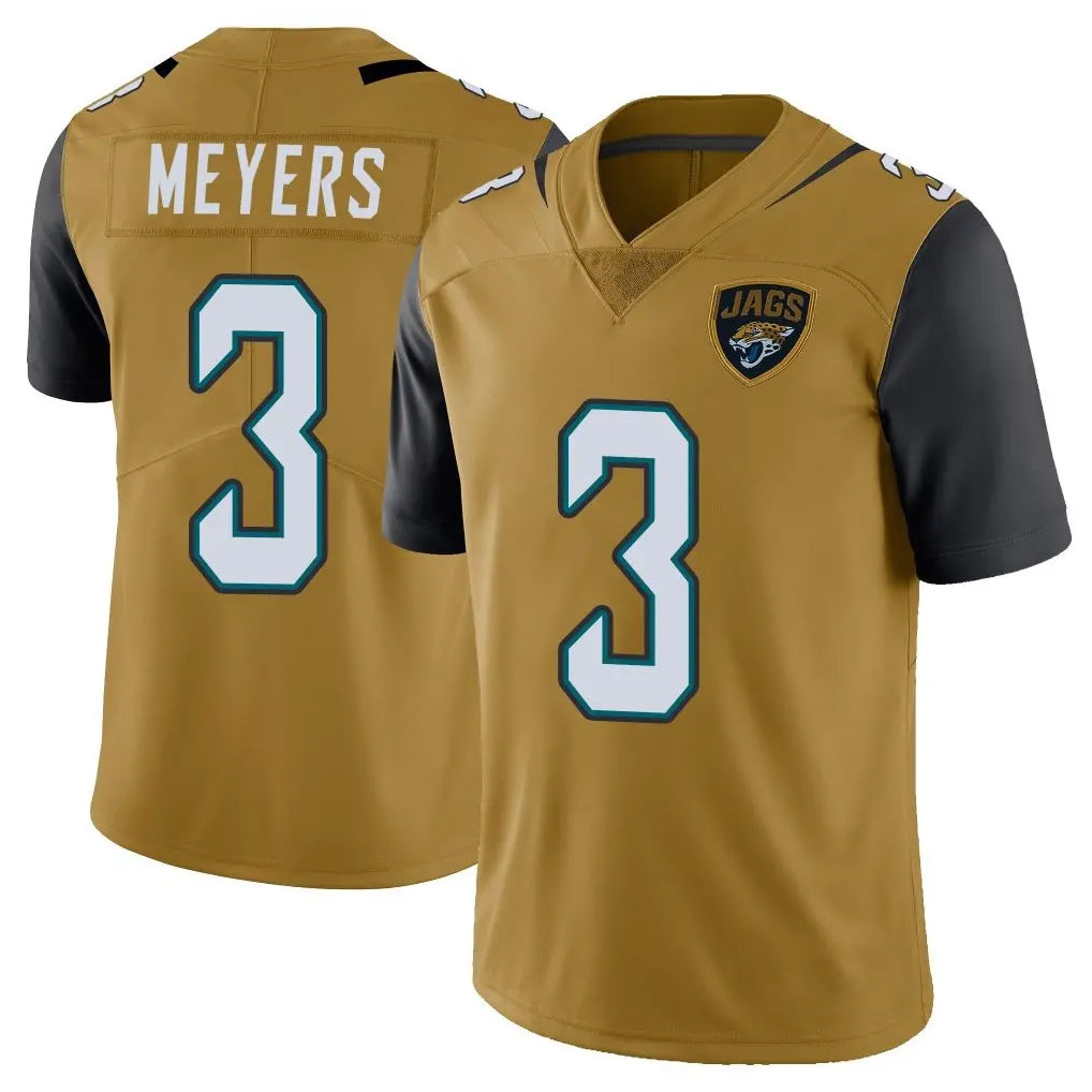 Johmsee J.Jaguars #3 Jakobi Meyers Player Gold Vapor Limited Home Game Stitched Jerseys