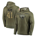 Johmsee J.Jaguars #41 Josh Hines-Allen Player Olive Salute to Service Pullover Hoodies Home Game Stitched Jerseys