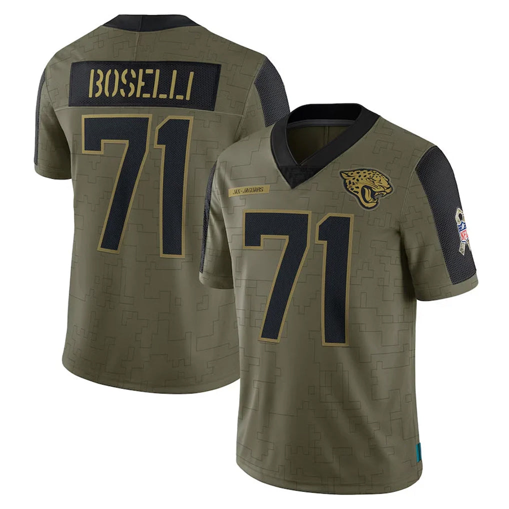 Johmsee J.Jaguars #71 Tony Boselli?Player Olive Salute To Service Limited Game Stitched Jerseys