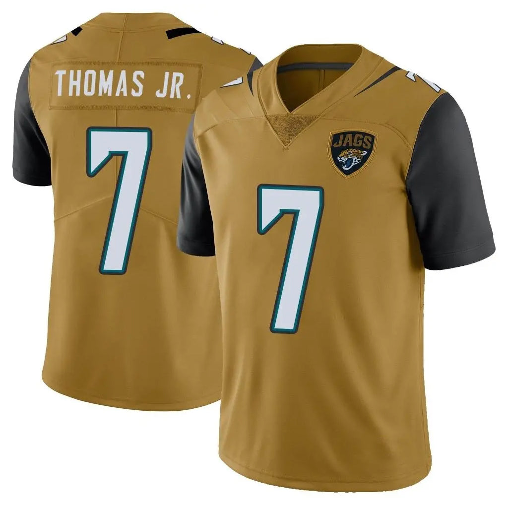 Johmsee J.Jaguars #7 Brian Thomas Jr. Player Gold Vapor Limited Home Game Stitched Jerseys