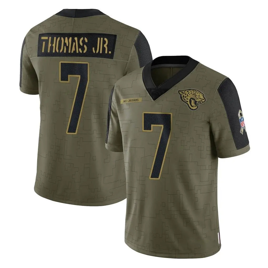 Johmsee J.Jaguars #7 Brian Thomas Jr. Player Olive Salute To Service Limited Game Stitched Jerseys