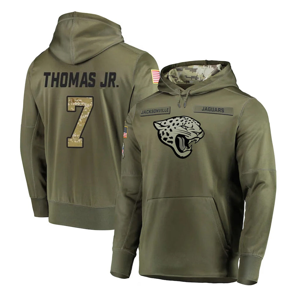 Johmsee J.Jaguars #7 Brian Thomas Jr. Player Olive Salute to Service Pullover Hoodies Home Game Stitched Jerseys
